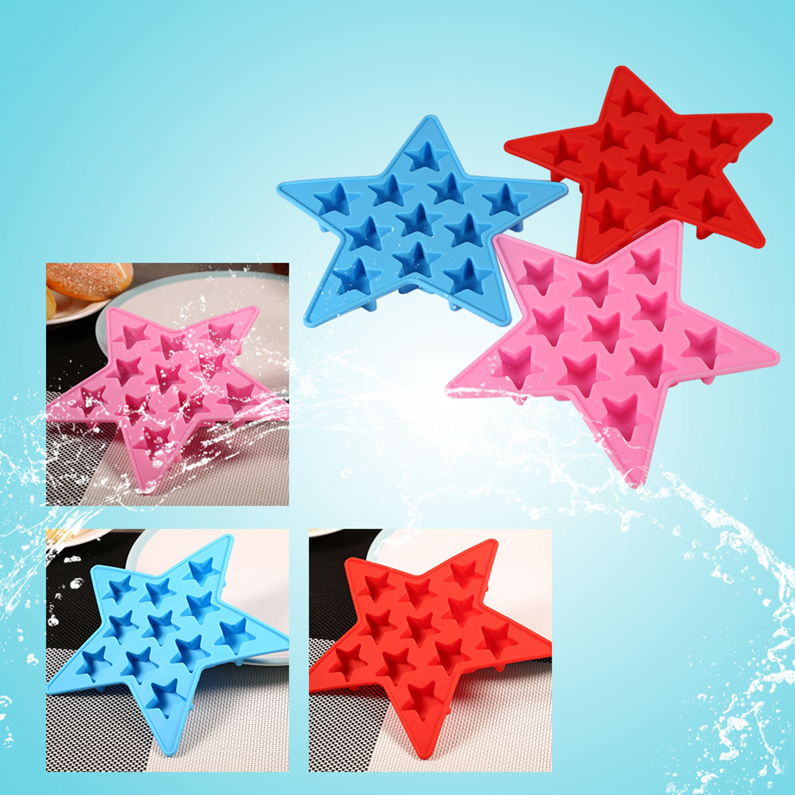 Five Star Shaped Cool Silicone Ice Cube Tray Freeze Mold Maker Tools For Club UK - Picture 9 of 13