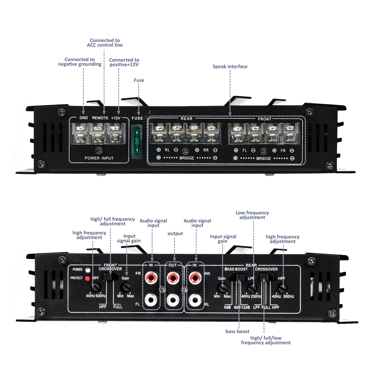 KUERL C-266 5800W 4-Channel Car Audio Amplifier - Class A/B, 4x55W RMS, 12V