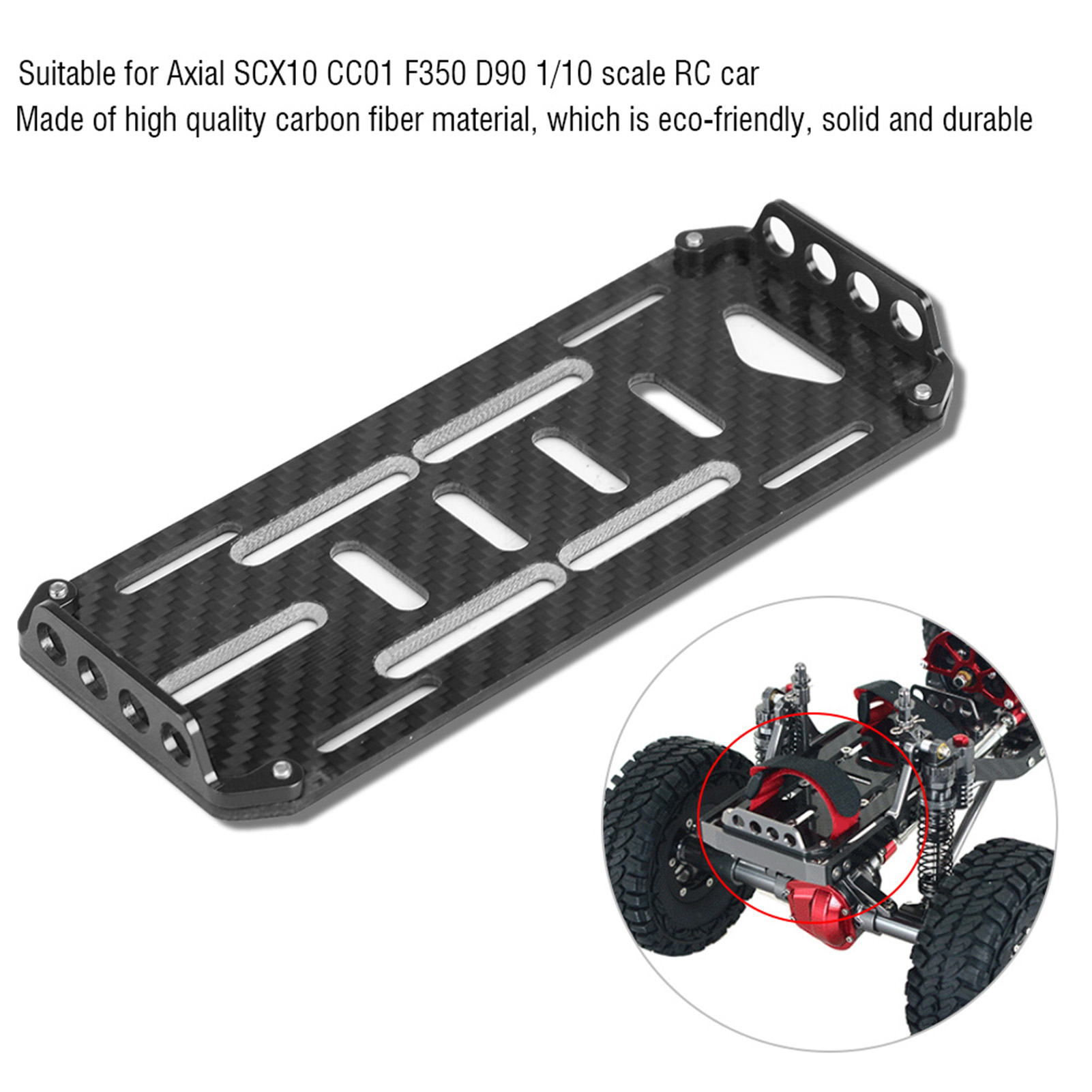 RC Battery Mount Plate Aluminium Alloy Carbon Fiber for 1/10 RC Car Climbing Car - Picture 10 of 17