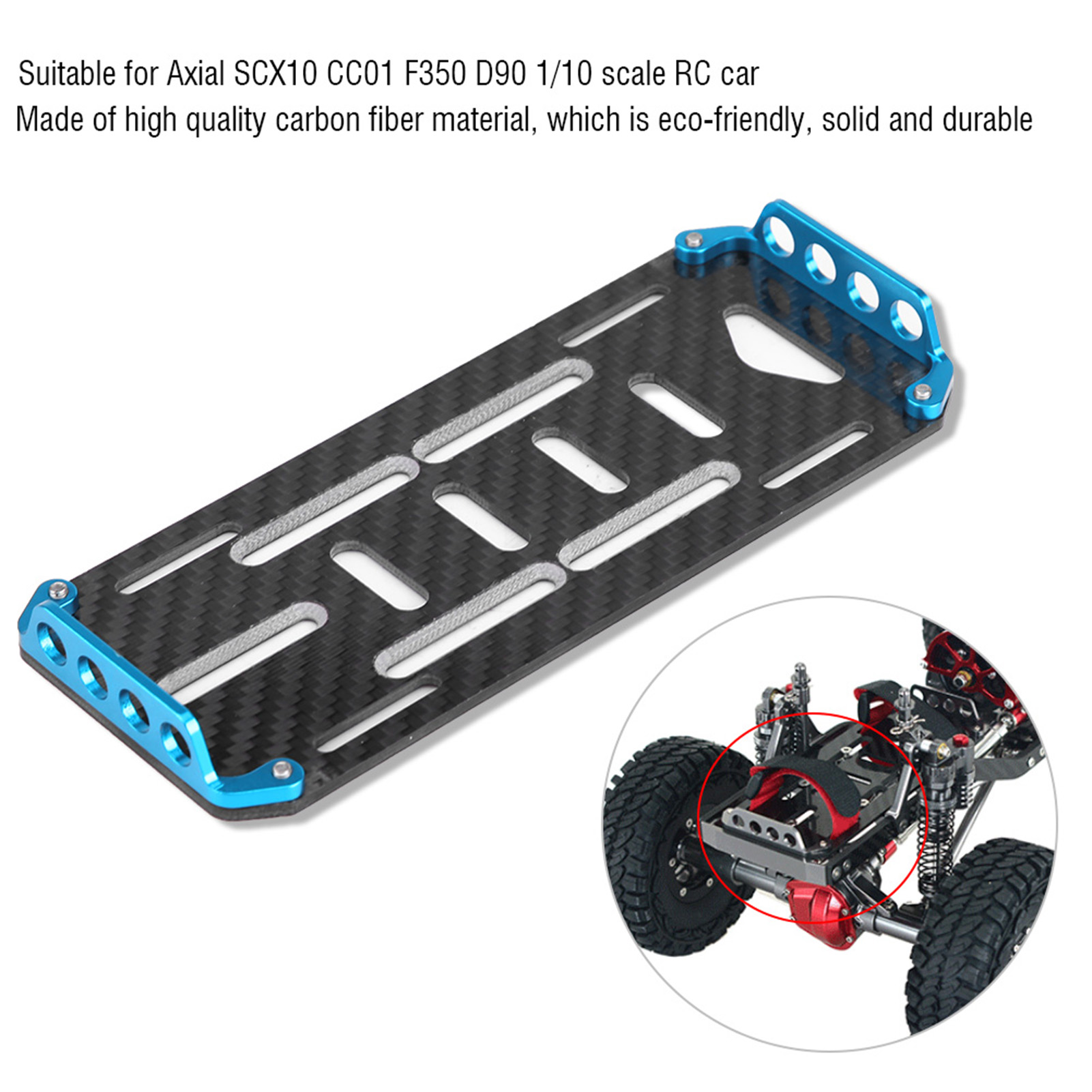 RC Battery Mount Plate Aluminium Alloy Carbon Fiber for 1/10 RC Car Climbing Car - Picture 14 of 17