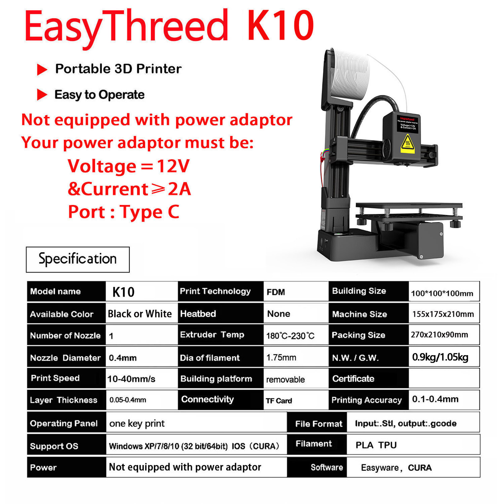 1-EasyThreed K10 3D Printer Mini Desktop Printing Machine For Kids