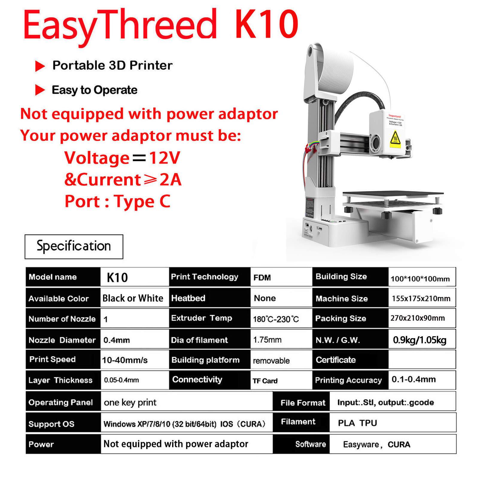 EasyThreed K10 3D Printer Mini Desktop Printing Machine For Kids