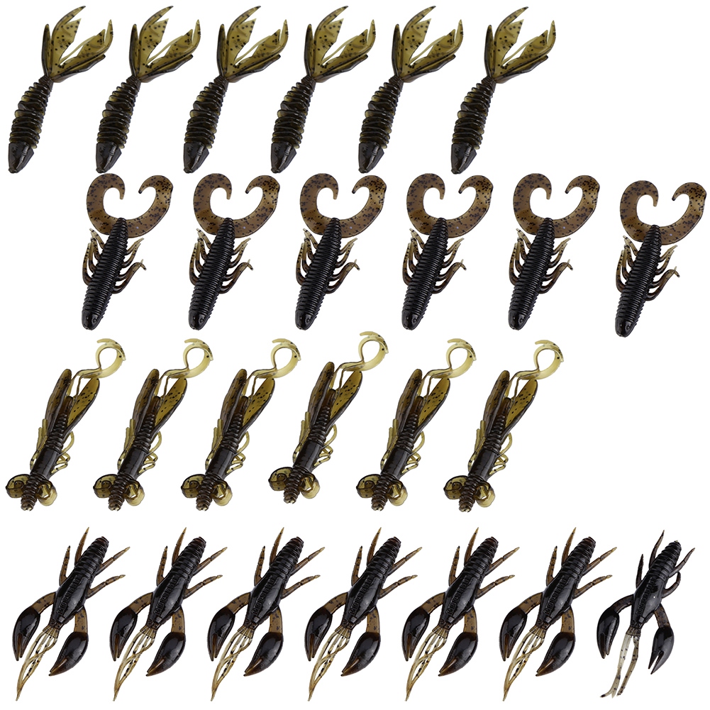 (1)Fishing Shrimp 25pcs 3 Colors Silicone Soft Worm Shrimp Sea Fishing