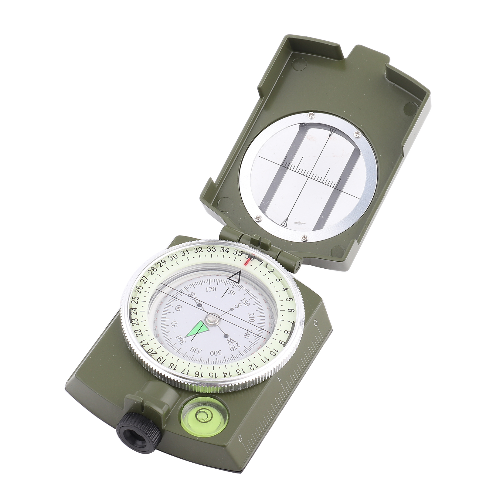 Outdoor Military Sighting Luminous Lensatic Waterproof Compass Army Green