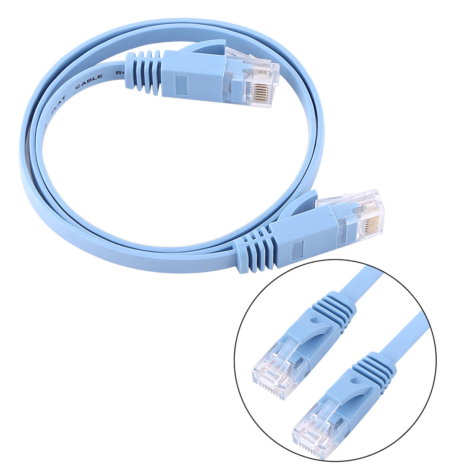 RJ45 CAT6 Ethernet Sieć Płaski kabel LAN UTP Patch Router Kable 1000M Niebieski CB - Zdjęcie 6 z 16