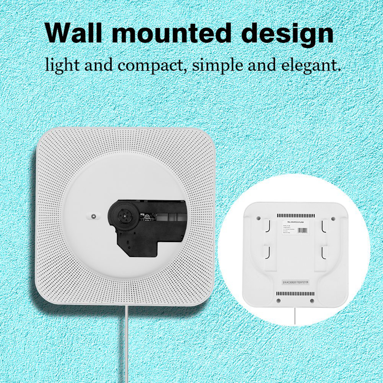 US Plug Portable Wall Mounted BT Remote Control CD MP3 Player FM Radio NEW - Imagen 16 de 18