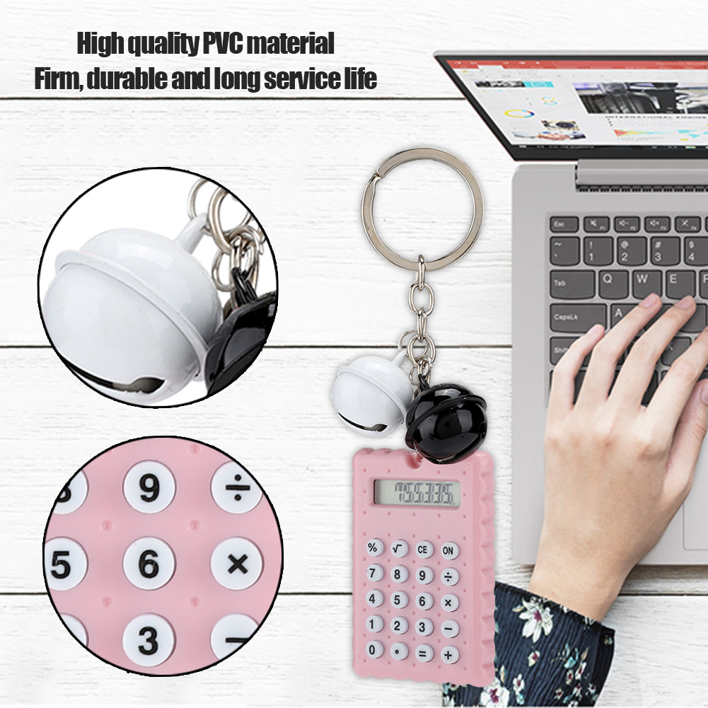 Cute Bell Cookie Style 8 Digits Electronic Portable Calculator Keychain Candy FY - Afbeelding 15 van 15