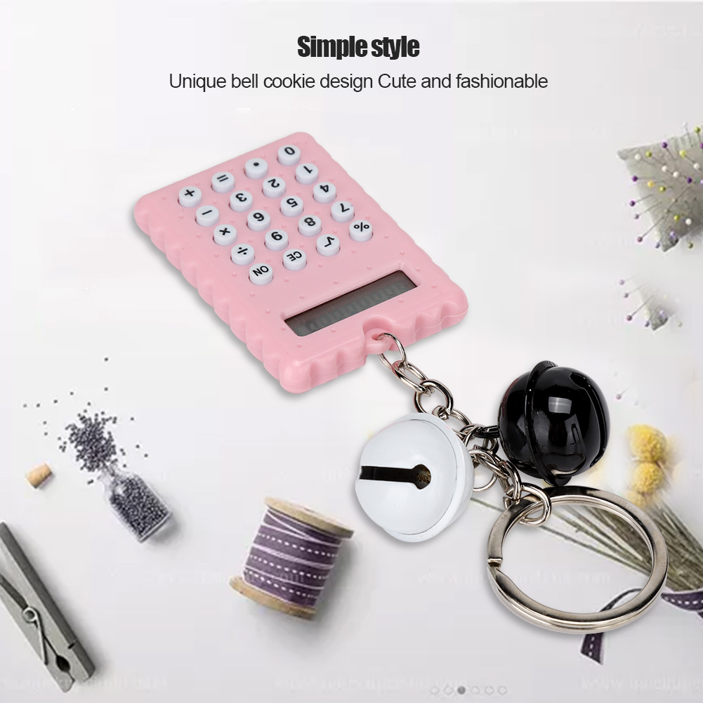 Cute Bell Cookie Style 8 Digits Electronic Portable Calculator Keychain Candy CB - Afbeelding 12 van 15