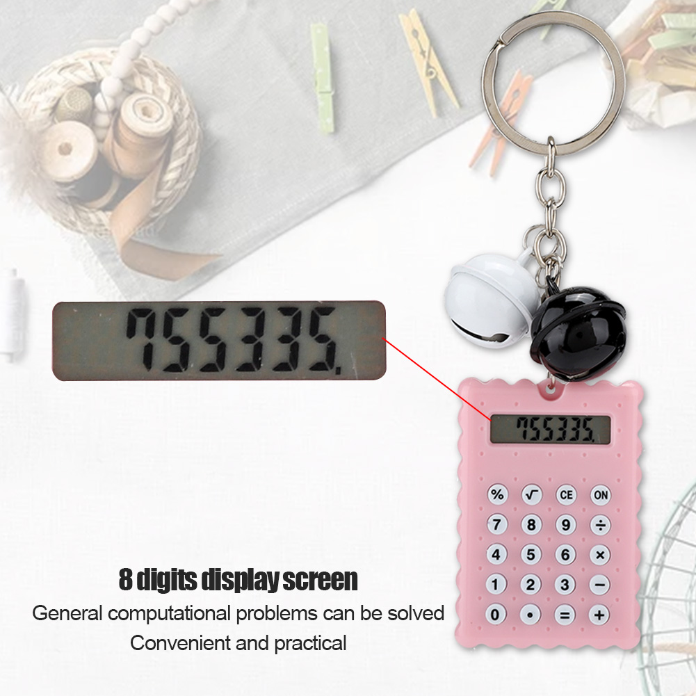 Cute Bell Cookie Style 8 Digits Electronic Portable Calculator Keychain Candy CB - Afbeelding 13 van 15