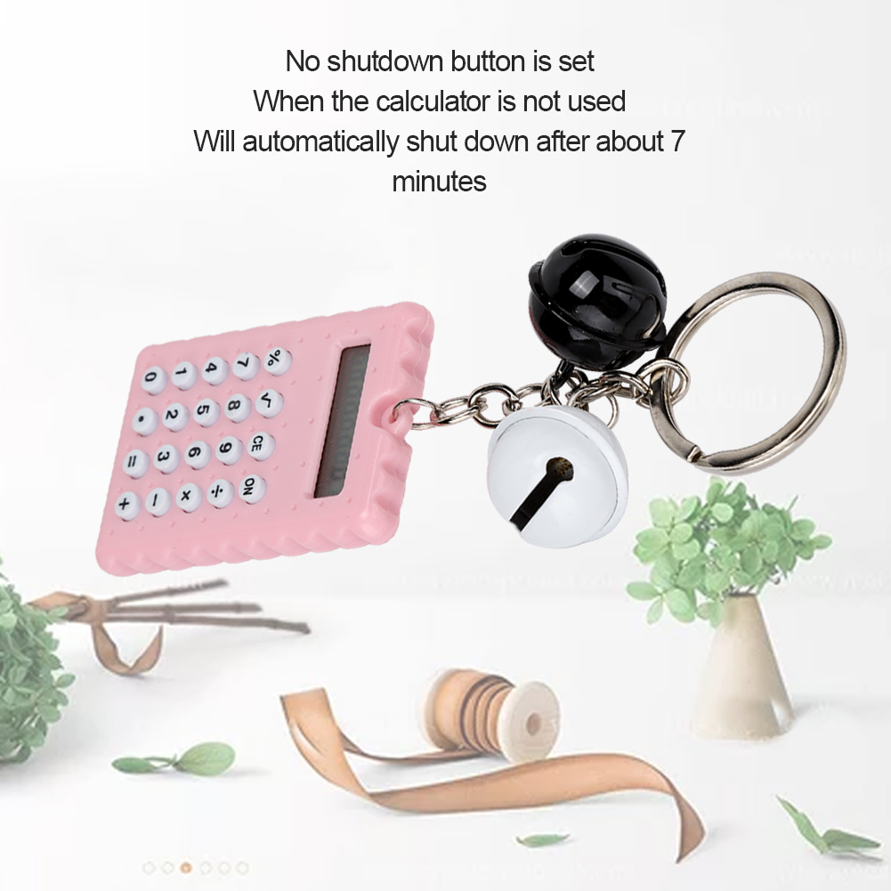 Cute Bell Cookie Style 8 Digits Electronic Portable Calculator Keychain Candy FY - Afbeelding 11 van 15