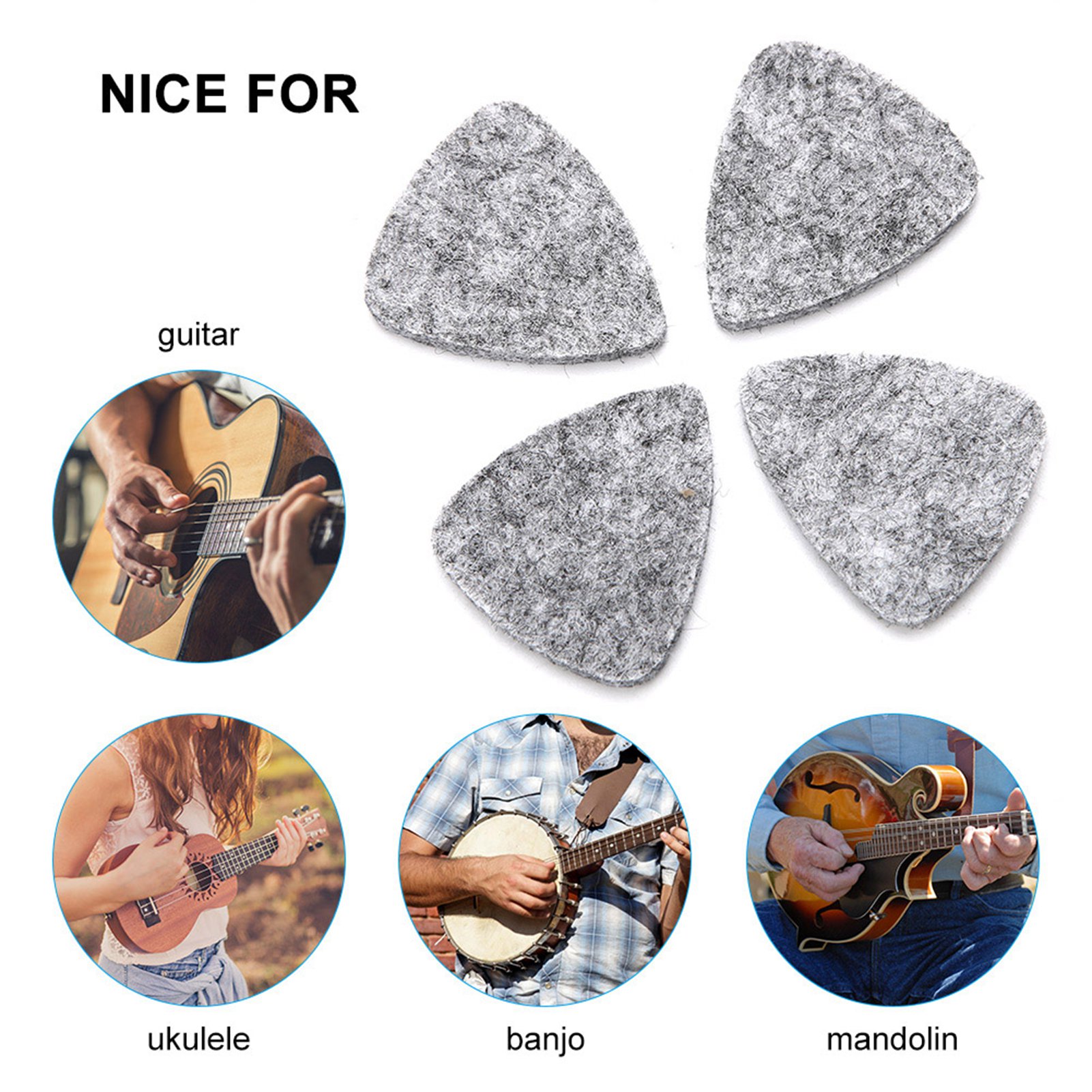 10pcs Authentic Wool Felt Guitar Plectrums Improve Strumming