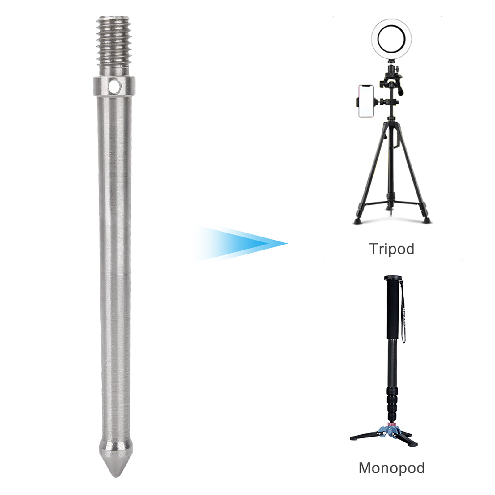 Metal Spike Mount For Tripod Monopod With 3/8 Inch Screw Thread Camera