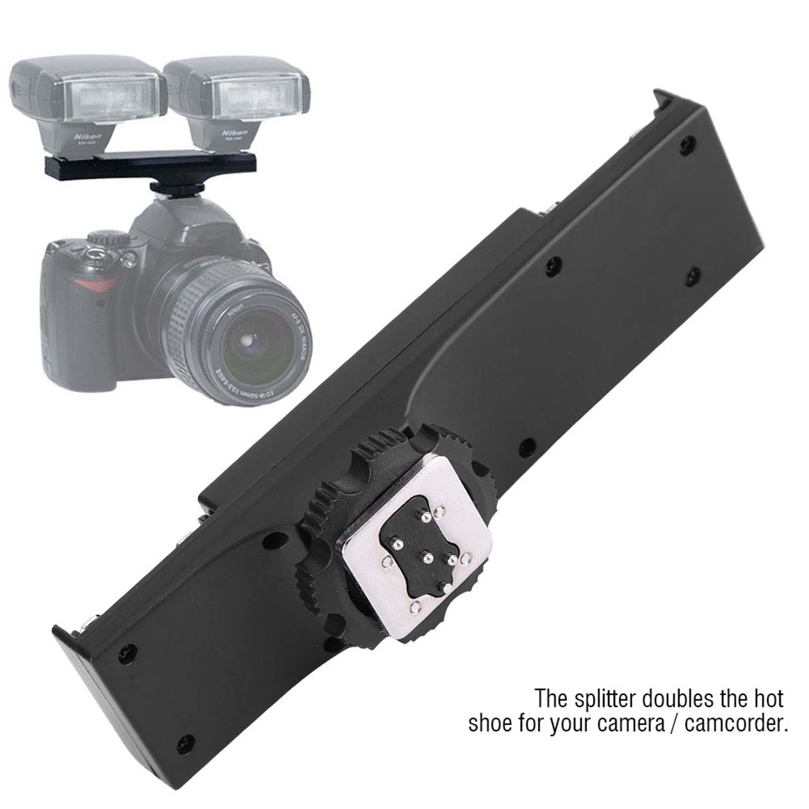 Ultralight Dual Hot Shoe Splitter Speedlite Bracket for SLR Camera Camcorder