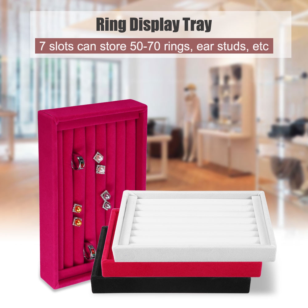 Ring Affichage Plateau Slot Mode Organisateur Bijoux Porte-boîte Showcase Bl OBF - Zdjęcie 11 z 19
