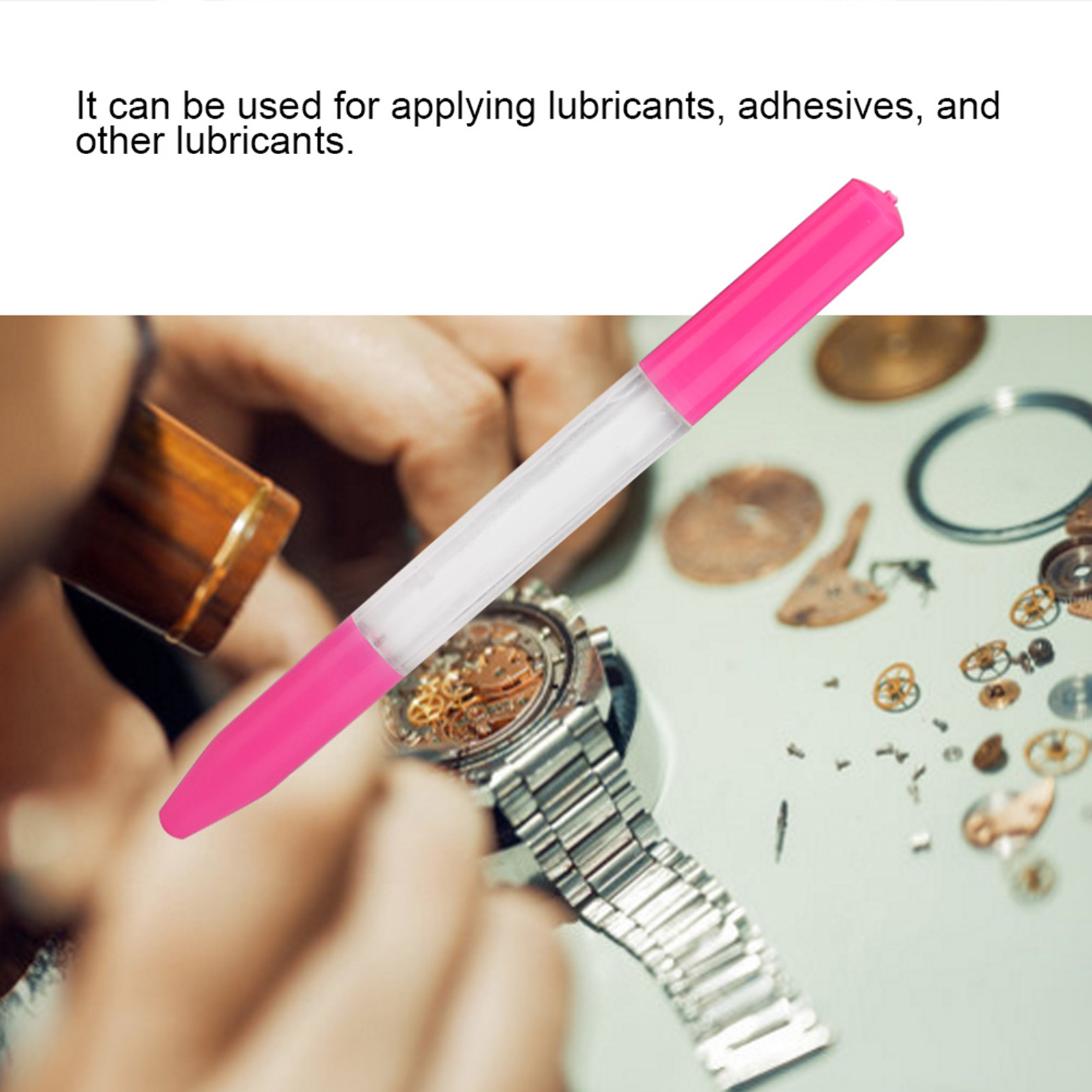 Lubricant Oiler Oil Pin Pen Needle Lubricator Watch Clock Repair Tool (Pink) ANA